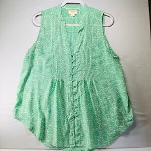 Anthropologie Mint Green Sleeveless Blouse